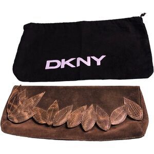 DKNY Brown Suede Leather Clutch Bag